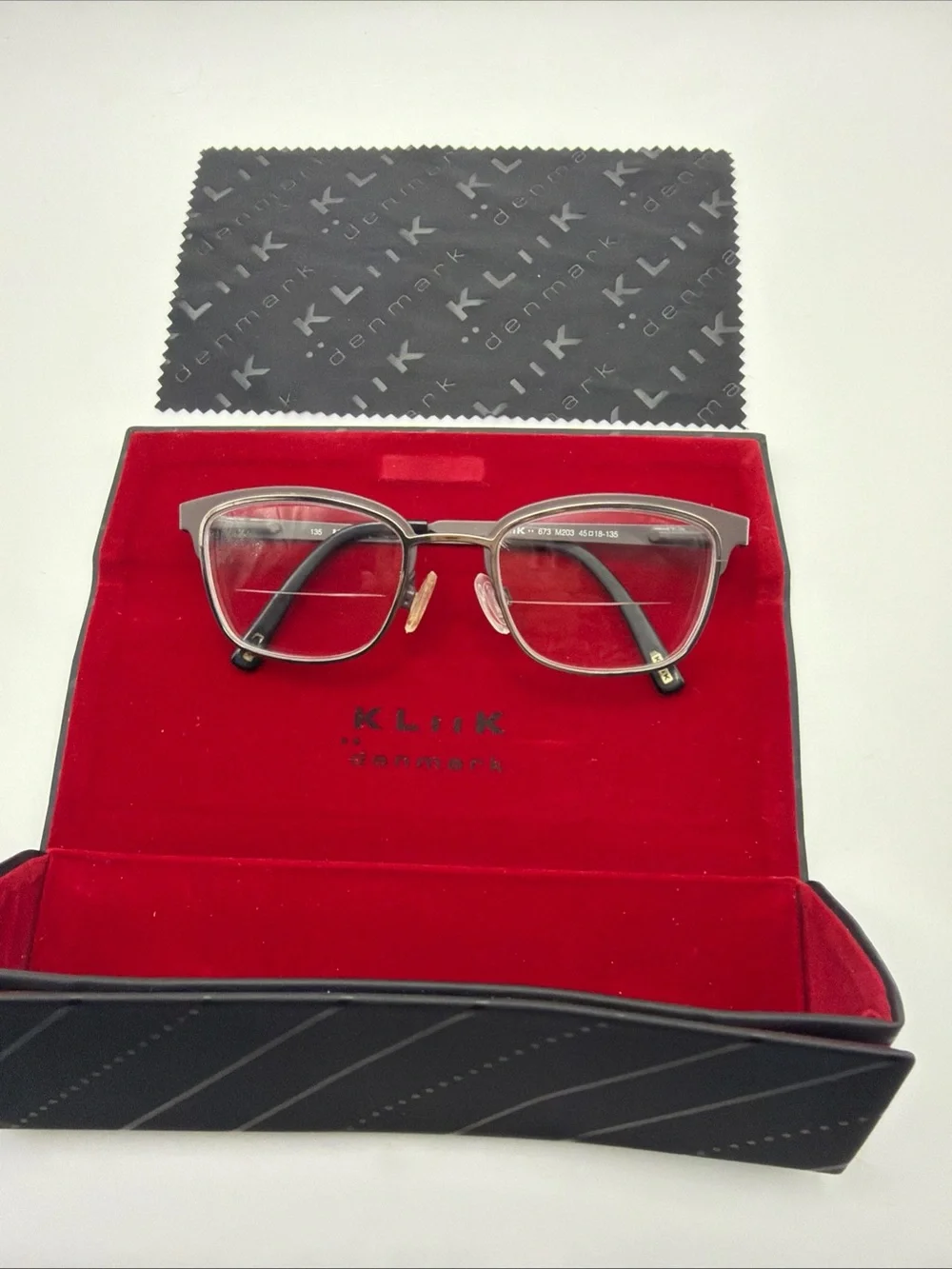 KLIIK 673 M203 45[]18 135 Gray Square Eyeglasses Frame Only Denmark With Case